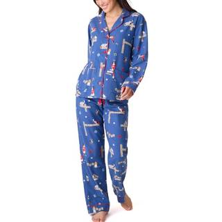 PJ Salvage Long Sleeve Flannel Pyjama - Blue Pattern - Large