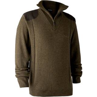 Deerhunter Sheffield Knit with Zip Neck Uldsweater Herrer størrelse XL farve brun