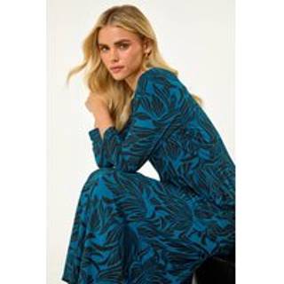 Roman Roman Petite Swirl Tryk Stræk Midi Kjole - EU 42 (UK 14)