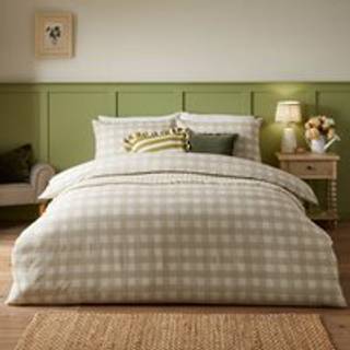 Furn Furn Natural Beige Hartsford Gingham Duvet Cover and Pillowcase Set