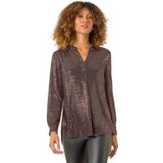 Roman Roman Metallic Sequin Stretch Shirt Top