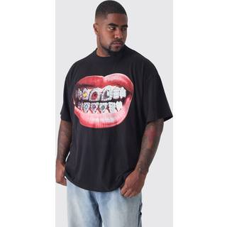 Mens Plus Grills Print Oversized T-shirt in Black