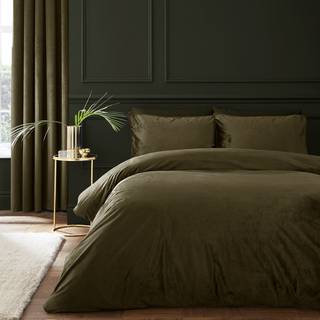 Catherine Lansfield Catherine Lansfield Olive Green Kingsley So Soft Matt Velvet Duvet Cover Set