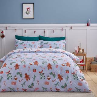 Catherine Lansfield Catherine Lansfield Blue Christmas Gingerbread Man Duvet Cover Set