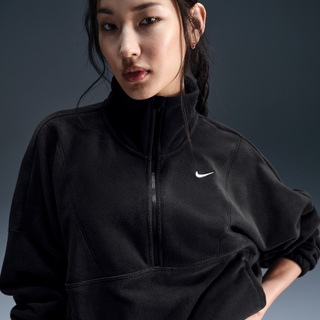 Oversized Nike One Therma-FIT-fleeceoverdel med 1/2 lynlås til kvinder - sort - M (EU 40-42)