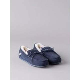 Lakeland Leather Lakeland Leather Navy Blue Mens Sheepskin Moccasin Slippers