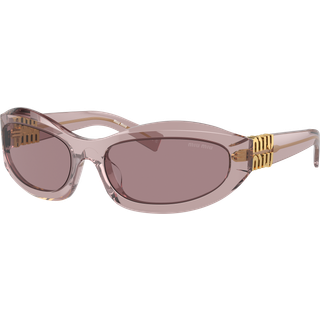 Miu Miu Kvinde MU 14ZS 12W20I Solbriller Acetat Violet Brun Geometrisk Normal