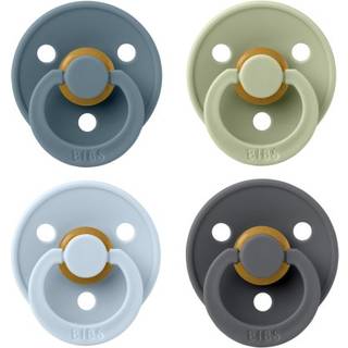 BIBS Pacifier Colour 4 Pack Latex Size 2 Petrol Sage Baby Blue Iron