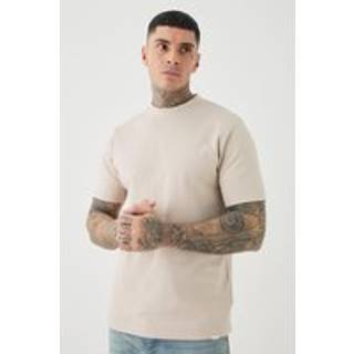 Mens Stone Tall Slim Fit Extended Neck Heavy Interlock T-shirt