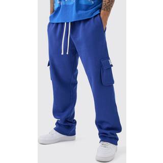 Mens Blue Straight Fit Woven Tab Basic Cargo Jogger