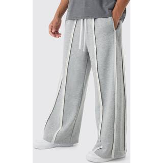 Mens Grey Marl Extreme Wide Leg Exposed Seam Jogger