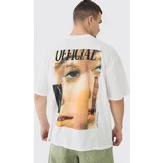 Mens Tall Official Magazine Print Oversized T-shirt in White