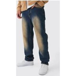 Mens Dark Wash Tall Extreme Patchwork Double Layered Flared Jeans