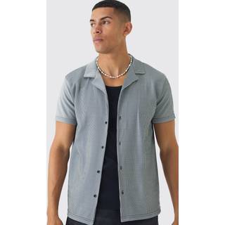 Mens Black Regular Revere Ribbed Jersey Shirt