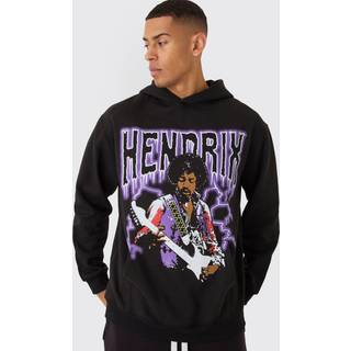 Mens Black Oversized Jimi Hendrix License Print Hoodie