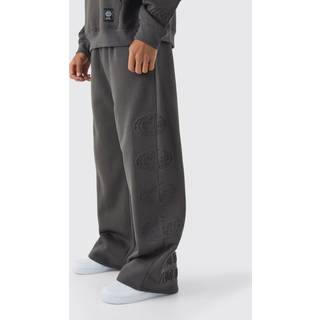 Mens Slate Wide Leg Deboss Worldwide Jogger