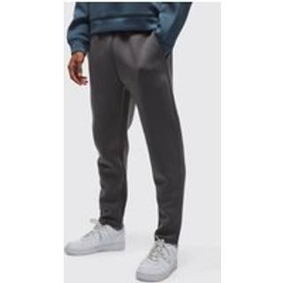 Mens Charcoal Slim Tapered Bonded Scuba Pintuck Jogger