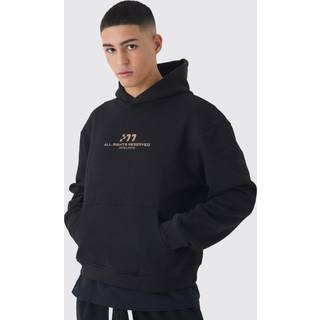 Mens Black Oversized Boxy M Student Hoodie