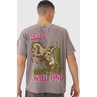 Mens Chocolate Oversized Boxy Washed Wild Ones Back Print T-Shirt