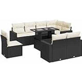 sofasæt til haven 9 dele med hynder polyrattan sort
