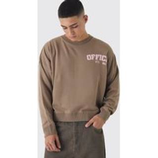 Mens Brown Boxy Official Varsity Knitted Sweatshirt