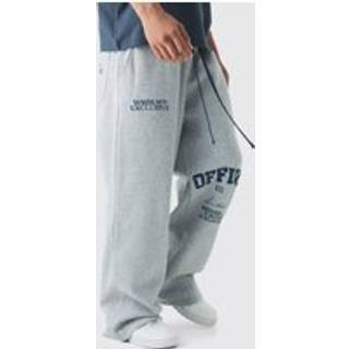 Mens Grey Marl Wide Leg Offcl Print Jogger