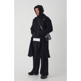 Mens Oversized Drop Shoulder Double Breasted Overcoat In Black