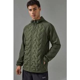 Mens Khaki Man Active Quilted Hooded Jacket