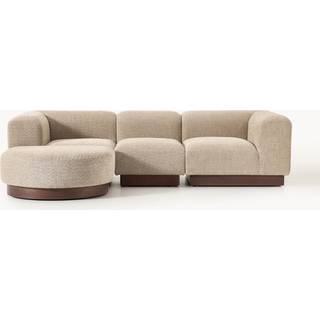 Modulær (3-personers) sofa Natalie i Teddy-Bouclé med puf