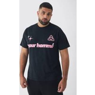 Mens Plus Pour Homme Graphic Washed T-shirt in Black