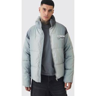 Mens Tall Official Ombre Funnel Neck Puffer Jacket In Grey