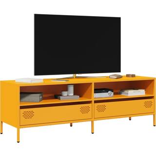 tv-bord 135x39x43,5 cm koldvalset stål sennepsgul