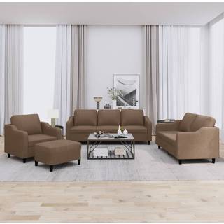 sofasæt 4 dele med hynder stof brun