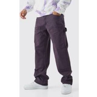 Mens Purple Relaxed Twill Overdye Carpenter Trousers