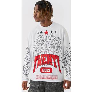 Mens White Tall Graphic Long Sleeve T-Shirt