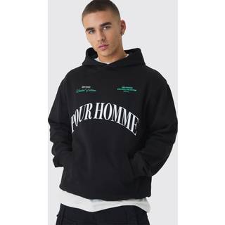 Mens Black Oversized Homme Print Hoodie