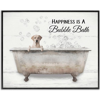 Stupell Industries Happiness er en boblebadhund i badekarorddesign