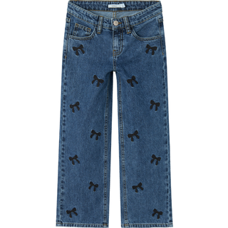 Name It Dark Blue Denim Embroidery Wide Jeans