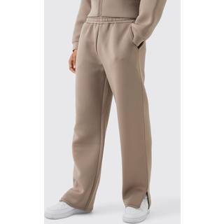 Mens Taupe Relaxed Split Hem Scuba Jogger
