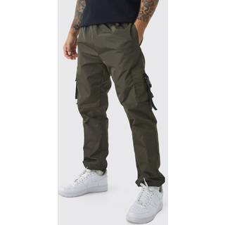 Mens Khaki Elasticated Waist Slim Fit Man Shell Cargo Jogger