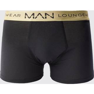 Mens Black Man Lounge Gold Waistband Boxer