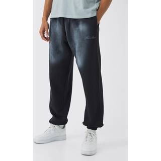 Mens Black Oversized Man Spray Wash Joggers