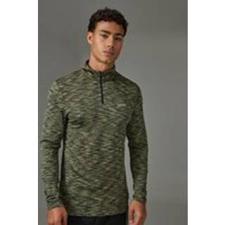 Mens Khaki Man Active Lightweight Space Dye Marl 1/4 Zip Top