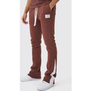 Mens Chocolate Slim Fit Flare Stacked Woven Tab Gusset Jogger