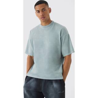 Mens Grey Oversized Extended Neck Washed T-shirt
