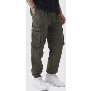 Mens Tall Cuffed Hem Nylon Cargo Trouser In Khaki