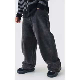 Mens Black Parachute Acid Wash Cord Trouser