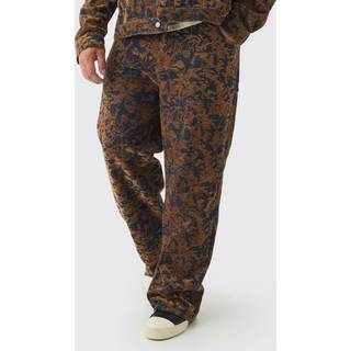 Mens Dark Wash Plus Burnout Relaxed Fit Jeans