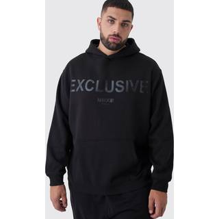 Mens Black Plus Oversized Exclusive Print Hoodie