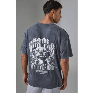 Mens Black Man Active Washed Graphic Oversized T-shirt